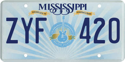 MS license plate ZYF420