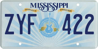 MS license plate ZYF422