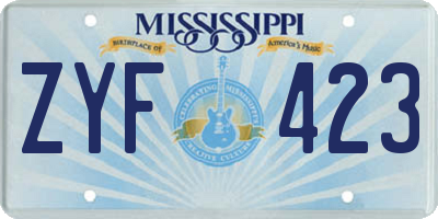 MS license plate ZYF423