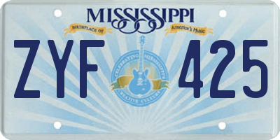 MS license plate ZYF425