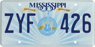 MS license plate ZYF426
