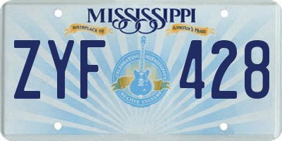 MS license plate ZYF428