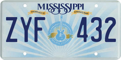 MS license plate ZYF432