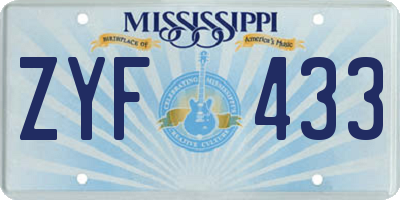 MS license plate ZYF433