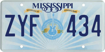 MS license plate ZYF434