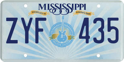 MS license plate ZYF435