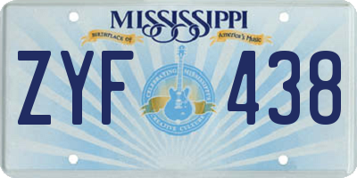 MS license plate ZYF438