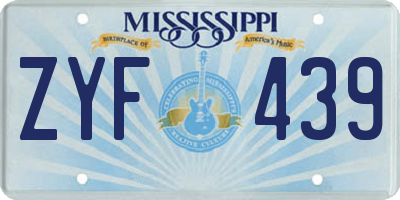 MS license plate ZYF439
