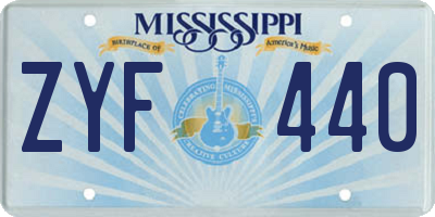 MS license plate ZYF440