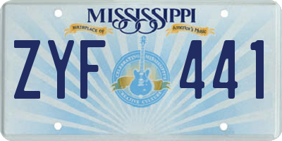MS license plate ZYF441