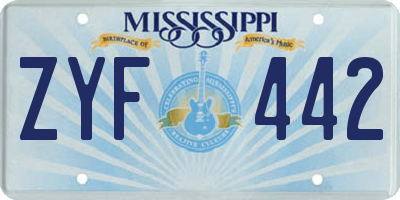 MS license plate ZYF442