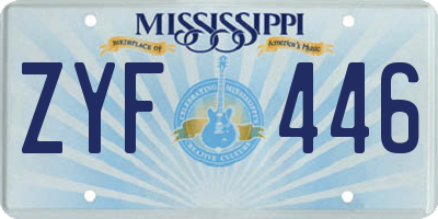 MS license plate ZYF446