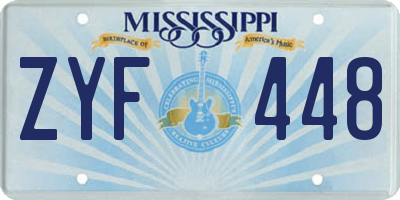 MS license plate ZYF448