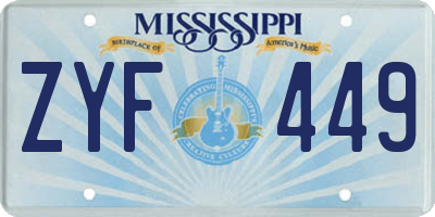 MS license plate ZYF449