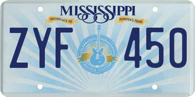 MS license plate ZYF450