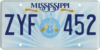 MS license plate ZYF452