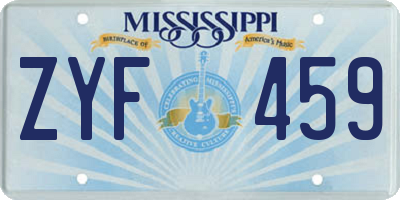 MS license plate ZYF459