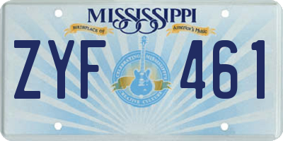 MS license plate ZYF461