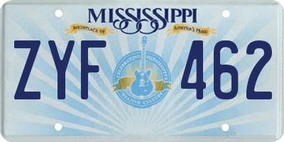 MS license plate ZYF462