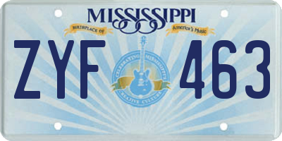 MS license plate ZYF463