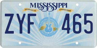 MS license plate ZYF465
