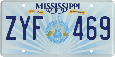MS license plate ZYF469