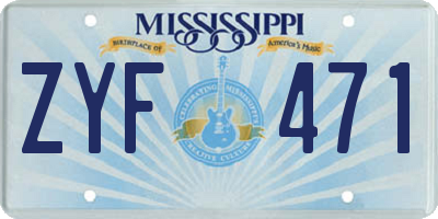 MS license plate ZYF471