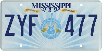 MS license plate ZYF477