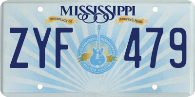 MS license plate ZYF479
