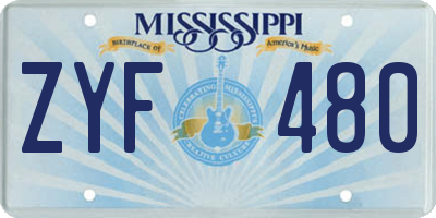 MS license plate ZYF480