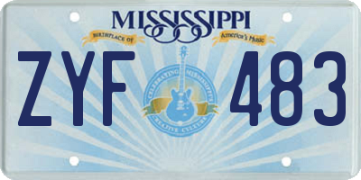 MS license plate ZYF483