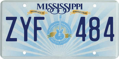 MS license plate ZYF484