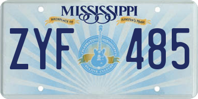 MS license plate ZYF485