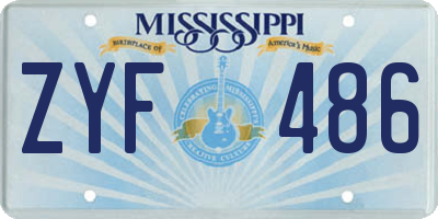 MS license plate ZYF486