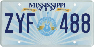 MS license plate ZYF488