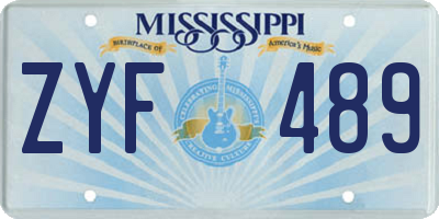 MS license plate ZYF489