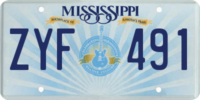 MS license plate ZYF491