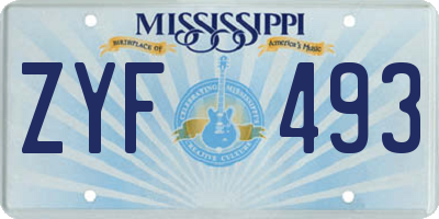MS license plate ZYF493