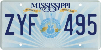 MS license plate ZYF495