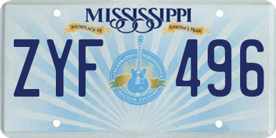 MS license plate ZYF496