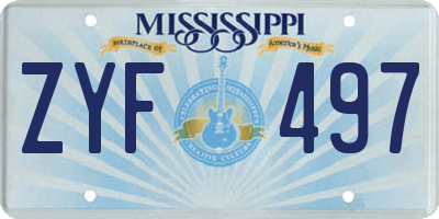 MS license plate ZYF497