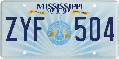 MS license plate ZYF504