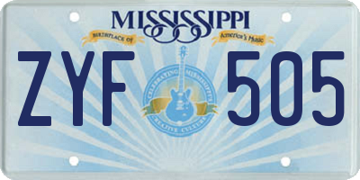 MS license plate ZYF505