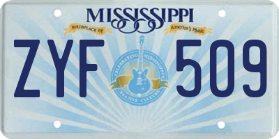 MS license plate ZYF509