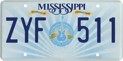 MS license plate ZYF511