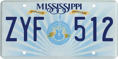 MS license plate ZYF512