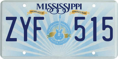 MS license plate ZYF515