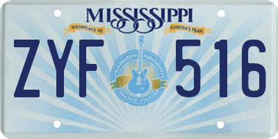 MS license plate ZYF516