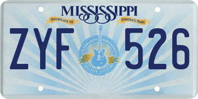 MS license plate ZYF526
