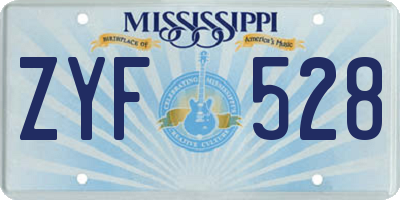 MS license plate ZYF528